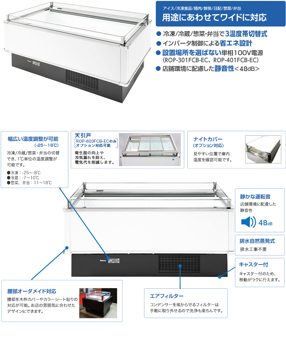 オリジナル ダイワ 大和 平型オープン冷凍ショーケース ROP-613FB 2018年製 2712178