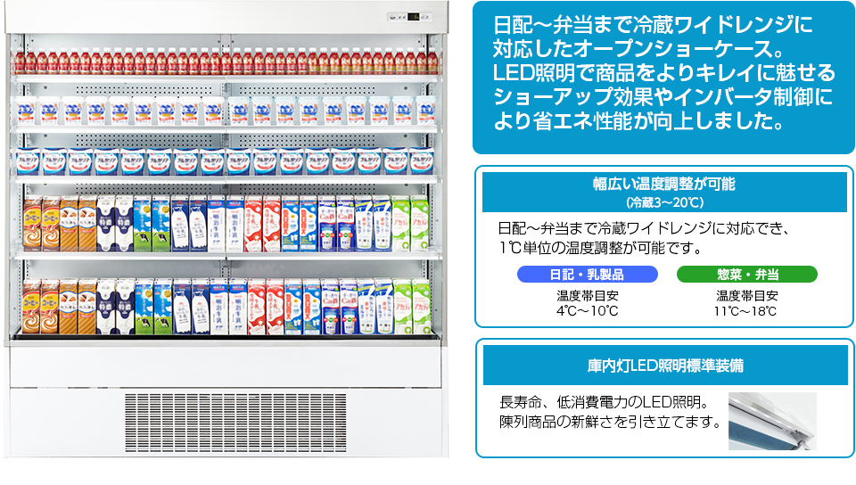 下置型インバータ制御オープンショーケース/別置型オープンショー